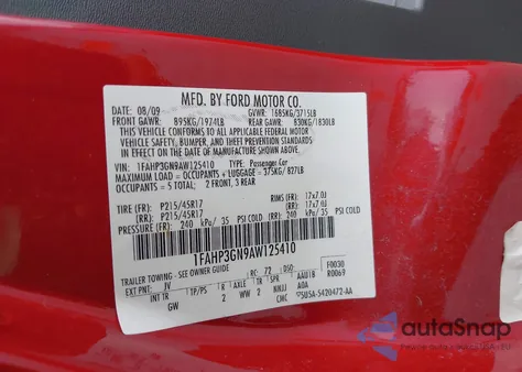 2010 Ford Focus Ses z USA, uszkodzony, nr VIN 1FAHP3GN9AW125410